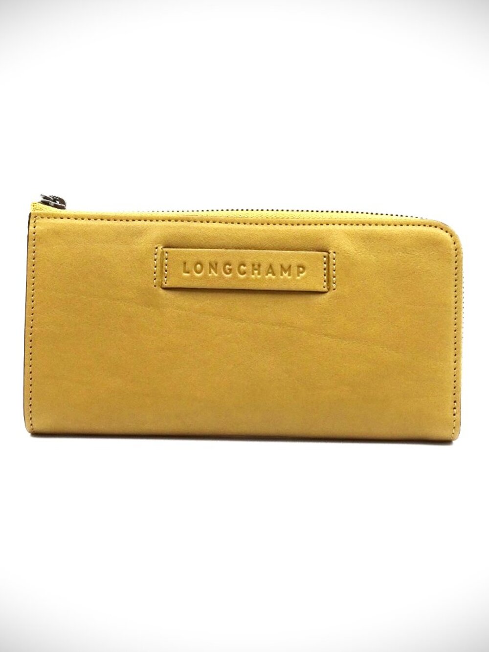 LONGCHAMP Genuine Cumin Color Leather Zip Around Wallet